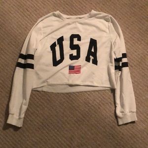 USA long sleeve crop top!